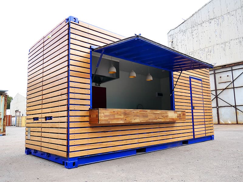 Shipping Container Cafe with Timber Facade